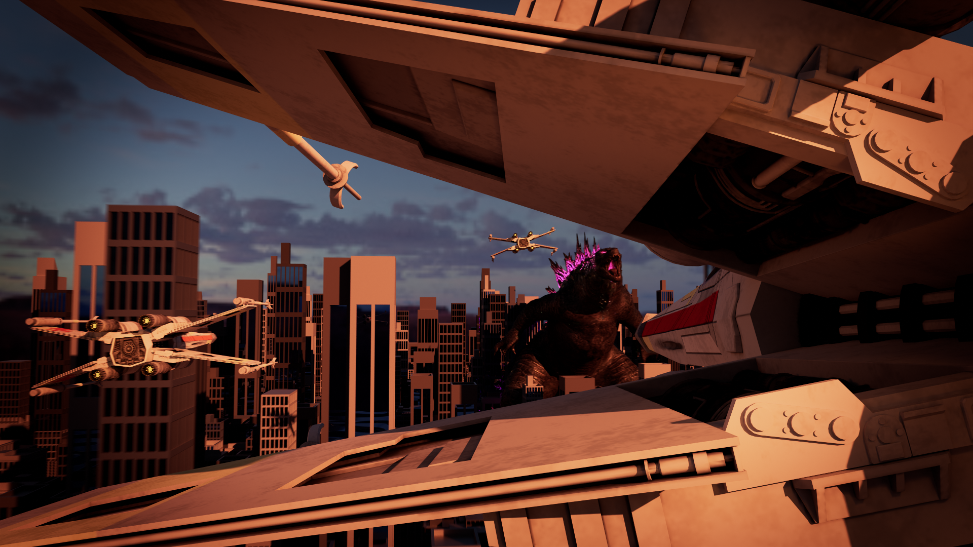 Godzilla vs X-Wing
